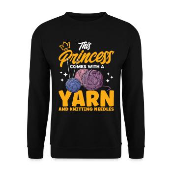 Knitting Fabric Knitting Yarn Knitting Gift - Unisex Sweatshirt - black - Front - Alina (178cm) & Michal (187cm)