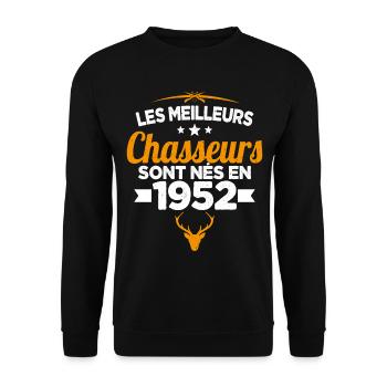 Les Meilleurs Chasseurs nés en 1952 Cadeau - Sweat-shirt Unisexe - noir - Devant - Alina (178cm) & Michal (187cm)