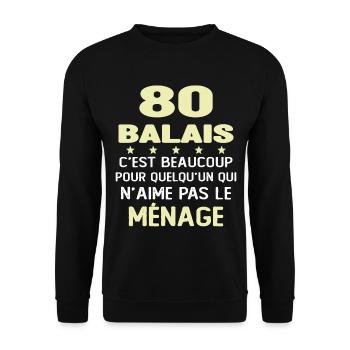 80 balais Drôle Cadeau Anniversaire 80 ans - Sweat-shirt Unisexe - noir - Devant - Alina (178cm) & Michal (187cm)