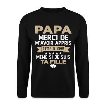 Homme Papa Fête Des Père Humour Cadeau Papa - Sweat-shirt Unisexe - noir - Devant - Alina (178cm) & Michal (187cm)