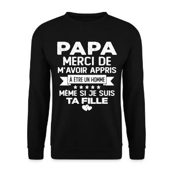 Homme Papa Fête Des Père Humour Cadeau Papa - Sweat-shirt Unisexe - noir - Devant - Alina (178cm) & Michal (187cm)