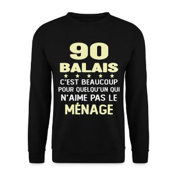 90 balais Drôle Cadeau Anniversaire 90 ans - Sweat-shirt Unisexe - noir - Devant - Alina (178cm) & Michal (187cm)