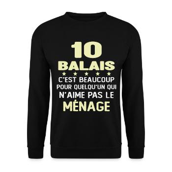 10 balais Drôle Cadeau Anniversaire 10 ans - Sweat-shirt Unisexe - noir - Devant - Alina (178cm) & Michal (187cm)