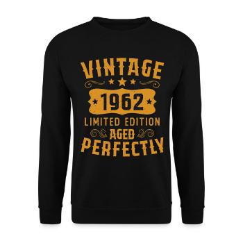 Vintage 1962 Limited Edition Perfectly Aged - Unisex Sweatshirt - black - Front - Alina (178cm) & Michal (187cm)