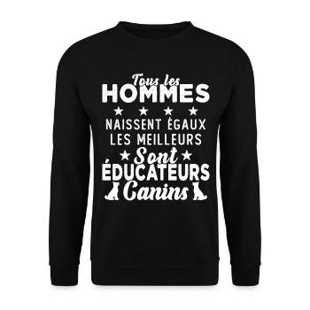 Homme Educateur Canin Chien Chiot Cadeau - Sweat-shirt Unisexe - noir - Devant - Alina (178cm) & Michal (187cm)