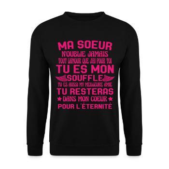 Ma Soeur Es Ma Vie Tu Es Aussi My Meilleure Amie - Sweat-shirt Unisexe - noir - Devant - Alina (178cm) & Michal (187cm)