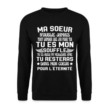 Ma Soeur Es Ma Vie Tu Es Aussi My Meilleure Amie - Sweat-shirt Unisexe - noir - Devant - Alina (178cm) & Michal (187cm)