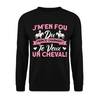 Pferde Reiter Reiten Geschenk - Unisex Pullover - Schwarz - Vorne - Alina (178cm) & Michal (187cm)