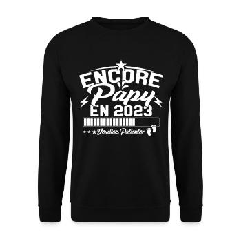 Annonce Grossesse Encore Papy 2023 Cadeau - Sweat-shirt Unisexe - noir - Devant - Alina (178cm) & Michal (187cm)