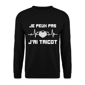 Je Peux Pas J'ai Tricot Rigolo Couture - Sweat-shirt Unisexe - noir - Devant - Alina (178cm) & Michal (187cm)
