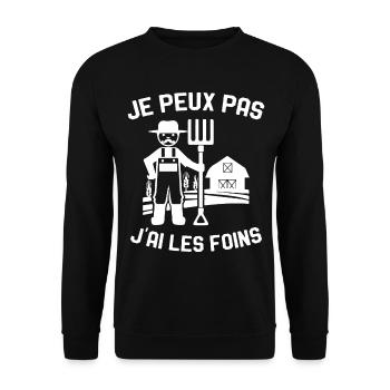 Je Peux Pas J'ai Les Foins Cadeau Agriculteur - Sweat-shirt Unisexe - noir - Devant - Alina (178cm) & Michal (187cm)