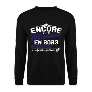 Encore Mamie En 2023 Cadeau Future Grand-mère - Sweat-shirt Unisexe - noir - Devant - Alina (178cm) & Michal (187cm)