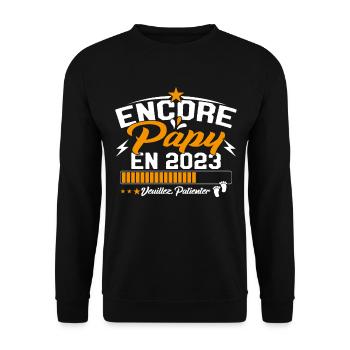 Annonce Grossesse Encore Papy 2023 Cadeau - Sweat-shirt Unisexe - noir - Devant - Alina (178cm) & Michal (187cm)