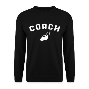 Trainer mit Whistle Geschenkidee Funny Coach - Unisex Pullover - Schwarz - Vorne - Alina (178cm) & Michal (187cm)