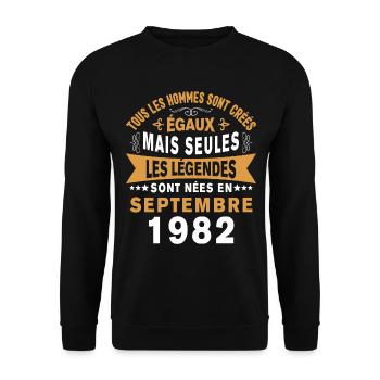 Les légendes sont nées en Septembre 1982 - Sweat-shirt Unisexe - noir - Devant - Alina (178cm) & Michal (187cm)