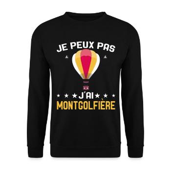 Je peux pas j'ai Montgolfière Humour Montgolfiere - Sweat-shirt Unisexe - noir - Devant - Alina (178cm) & Michal (187cm)