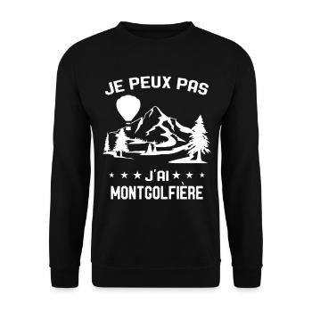 Je peux pas j'ai Montgolfière Humour Montgolfiere - Sweat-shirt Unisexe - noir - Devant - Alina (178cm) & Michal (187cm)