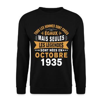 Les Légendes Sont Nées En Octobre 1935 Cadeau - Sweat-shirt Unisexe - noir - Devant - Alina (178cm) & Michal (187cm)