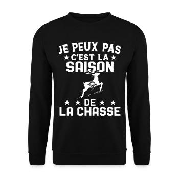 C'est La Saison De La Chasse Humour Chasseur - Sweat-shirt Unisexe - noir - Devant - Alina (178cm) & Michal (187cm)