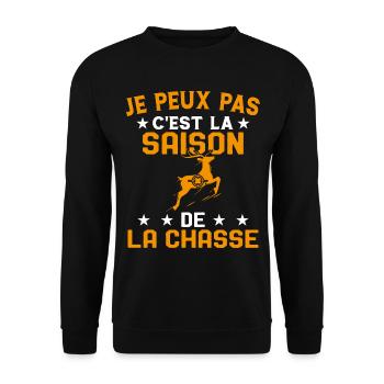 C'est La Saison De La Chasse Humour Chasseur - Sweat-shirt Unisexe - noir - Devant - Alina (178cm) & Michal (187cm)