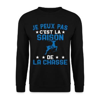 C'est La Saison De La Chasse Humour Chasseur - Sweat-shirt Unisexe - noir - Devant - Alina (178cm) & Michal (187cm)