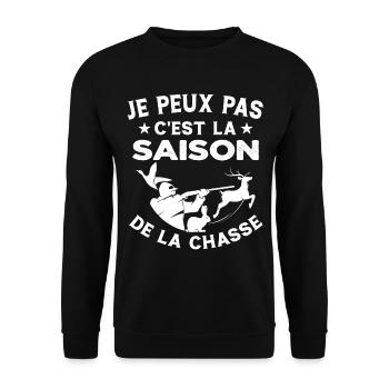 C'est La Saison De La Chasse Humour Chasseur - Sweat-shirt Unisexe - noir - Devant - Alina (178cm) & Michal (187cm)