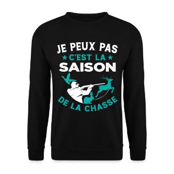 C'est La Saison De La Chasse Humour Chasseur - Sweat-shirt Unisexe - noir - Devant - Alina (178cm) & Michal (187cm)