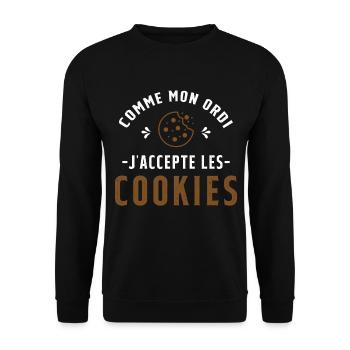 Cadeau humoristique original Accepte les cookies - Sweat-shirt Unisexe - noir - Devant - Alina (178cm) & Michal (187cm)