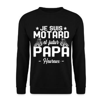 Je suis Motard et Futur Papa Cadeau - Sweat-shirt Unisexe - noir - Devant - Alina (178cm) & Michal (187cm)