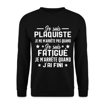 Plaquiste Pas Fatigué Idée Cadeau Plâtrier Humour - Sweat-shirt Unisexe - noir - Devant - Alina (178cm) & Michal (187cm)