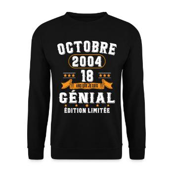 18 Ans Anniversaire Vintage Né(e) en Octobre 2004 - Sweat-shirt Unisexe - noir - Devant - Alina (178cm) & Michal (187cm)