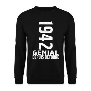 Génial(e) Depuis Octobre 1942 - Sweat-shirt Unisexe - noir - Devant - Alina (178cm) & Michal (187cm)