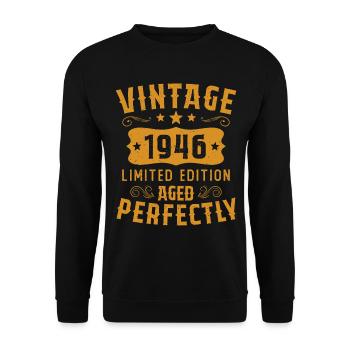 Vintage 1946 Limited Edition Aged Perfectly - Unisex Sweatshirt - black - Front - Alina (178cm) & Michal (187cm)