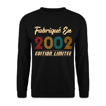 Fabriqué en 2002 Cadeau D’anniversaire - Sweat-shirt Unisexe - noir - Devant - Alina (178cm) & Michal (187cm)