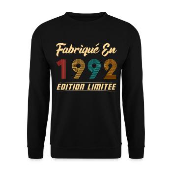 Fabriqué en 1992 Cadeau D’anniversaire - Sweat-shirt Unisexe - noir - Devant - Alina (178cm) & Michal (187cm)