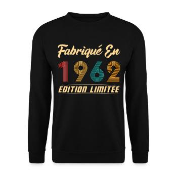 Fabriqué en 1962 Cadeau D’anniversaire - Sweat-shirt Unisexe - noir - Devant - Alina (178cm) & Michal (187cm)