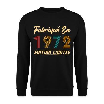 Fabriqué en 1972 Cadeau D’anniversaire - Sweat-shirt Unisexe - noir - Devant - Alina (178cm) & Michal (187cm)