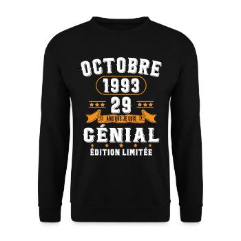 29 Ans Anniversaire Vintage Né(e) en Octobre 1993 - Sweat-shirt Unisexe - noir - Devant - Alina (178cm) & Michal (187cm)