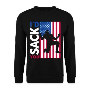 American Football Spieler American Football Mannsc - Unisex Pullover - Schwarz - Vorne - Alina (178cm) & Michal (187cm)