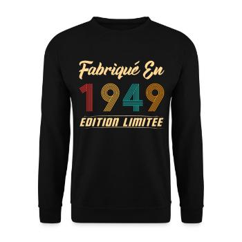 Fabriqué en 1949 Édition limitée Cadeau - Sweat-shirt Unisexe - noir - Devant - Alina (178cm) & Michal (187cm)