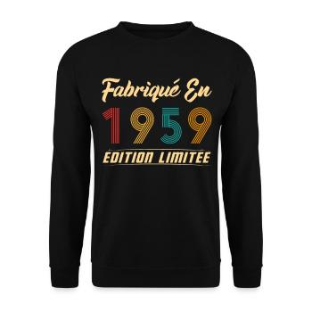 Fabriqué en 1959 Édition limitée Cadeau - Sweat-shirt Unisexe - noir - Devant - Alina (178cm) & Michal (187cm)