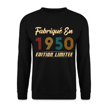 Fabriqué en 1950 Édition limitée Cadeau - Sweat-shirt Unisexe - noir - Devant - Alina (178cm) & Michal (187cm)