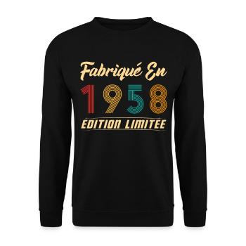 Fabriqué en 1958 Édition limitée Cadeau - Sweat-shirt Unisexe - noir - Devant - Alina (178cm) & Michal (187cm)