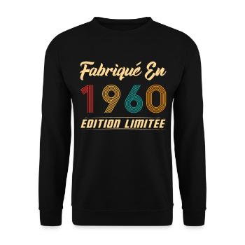 Fabriqué en 1960 Édition limitée Cadeau - Sweat-shirt Unisexe - noir - Devant - Alina (178cm) & Michal (187cm)