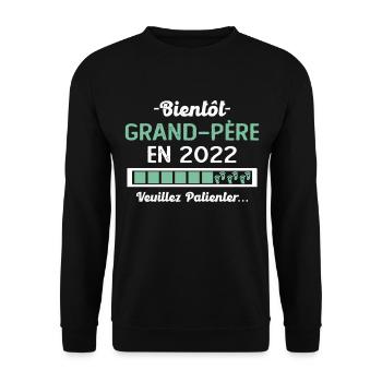 Bientôt Grand Père 2022 Cadeau Papy - Sweat-shirt Unisexe - noir - Devant - Alina (178cm) & Michal (187cm)