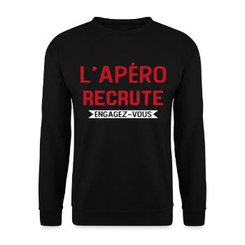 L'apéro Recrute Engagez-vous - Sweat-shirt Unisexe - noir - Devant - Alina (178cm) & Michal (187cm)