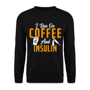 I Run On Coffee And Insulin Citation cool - Sweat-shirt Unisexe - noir - Devant - Alina (178cm) & Michal (187cm)