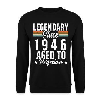 Legendär seit 1946 - Unisex Pullover - Schwarz - Vorne - Alina (178cm) & Michal (187cm)