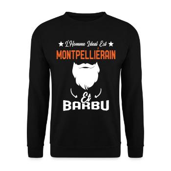 L'homme idéal est Montpelliérain et Barbu Humour - Sweat-shirt Unisexe - noir - Devant - Alina (178cm) & Michal (187cm)