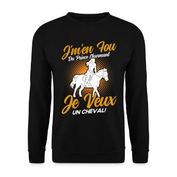Pferde Reiter Reiten Geschenk - Unisex Pullover - Schwarz - Vorne - Alina (178cm) & Michal (187cm)